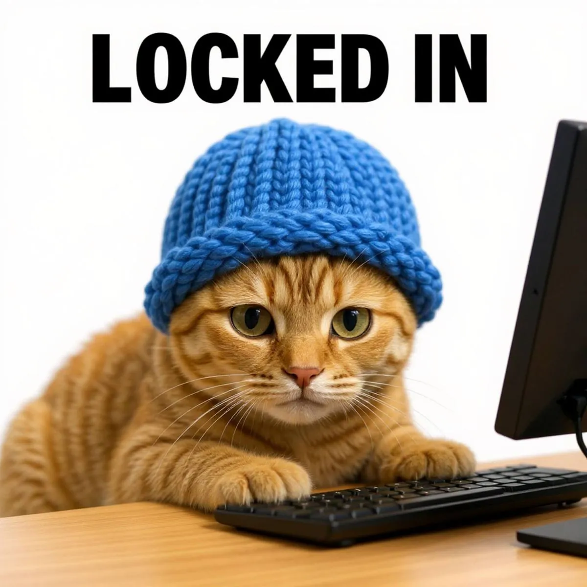 catwifhat meme — cat locked in