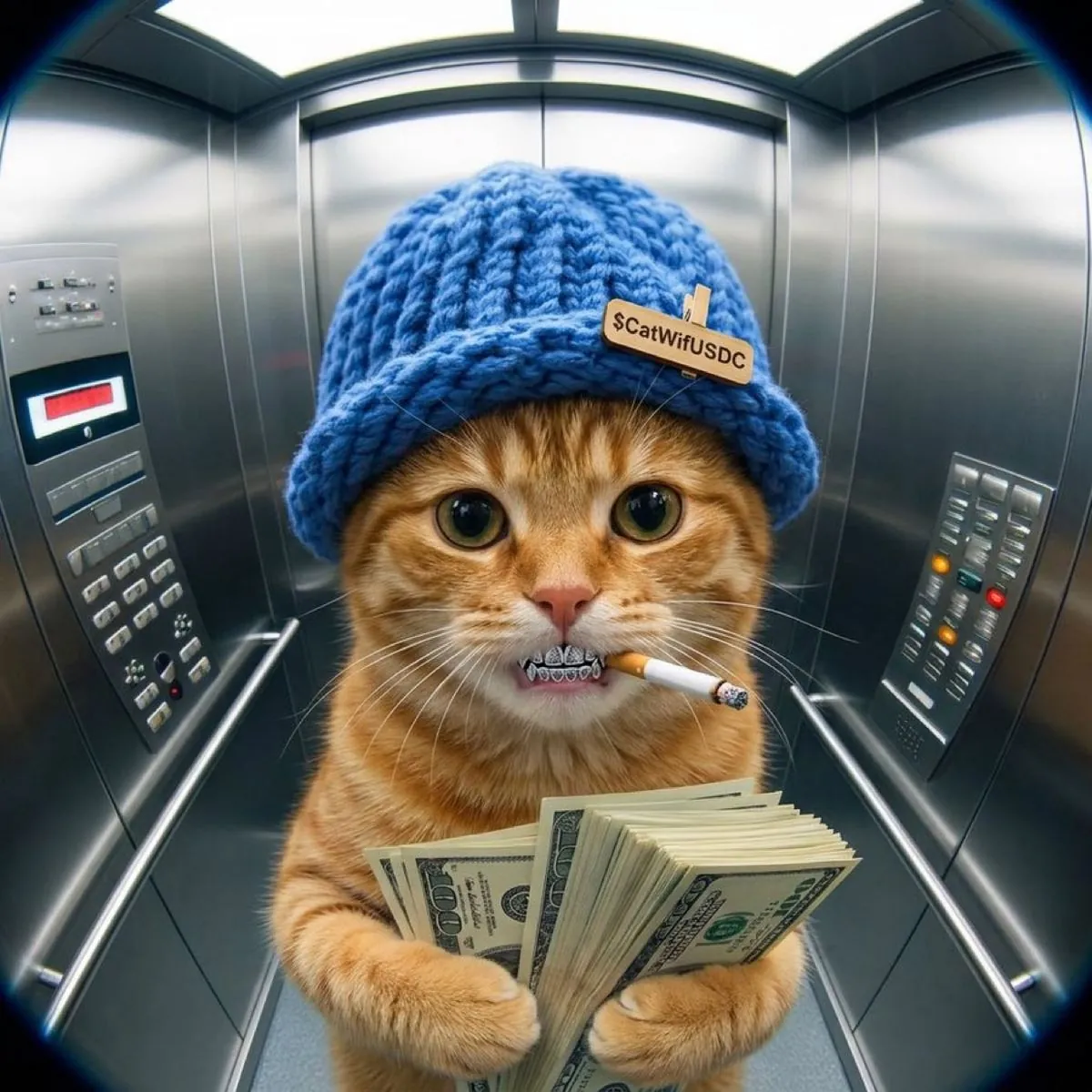 catwifhat meme — elevator cat