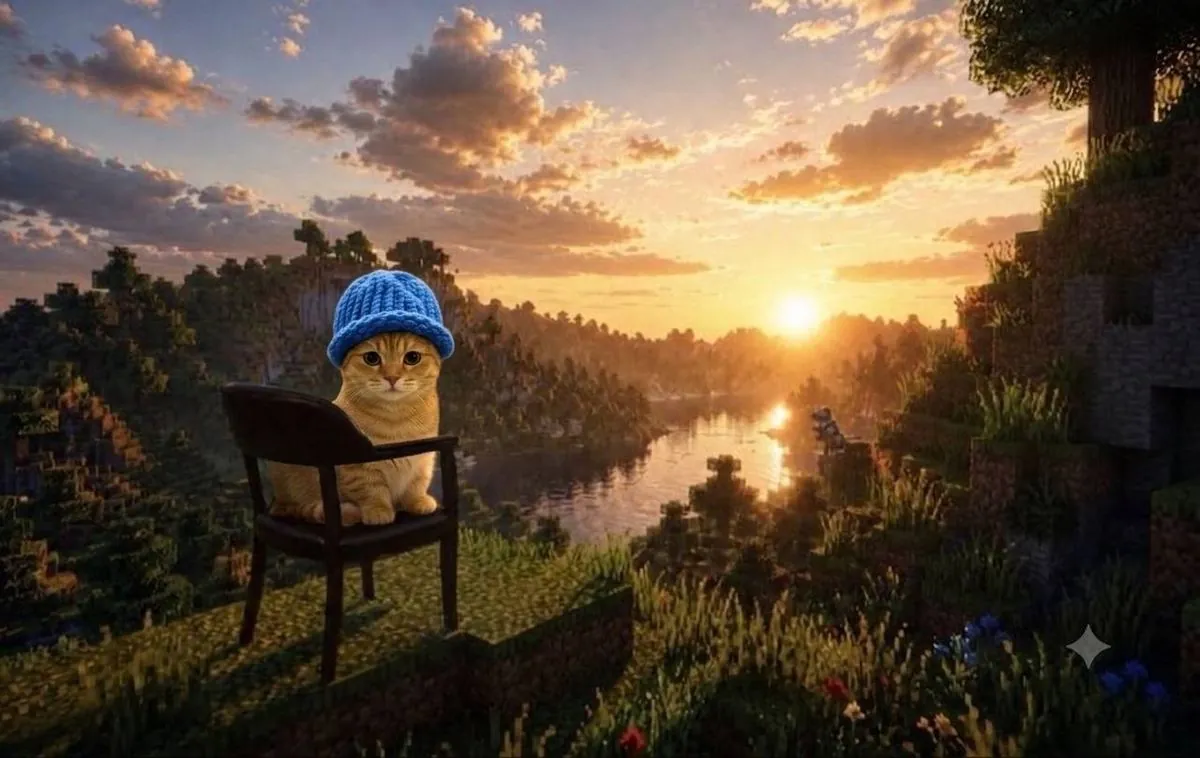 catwifhat meme — roblox cat sunset